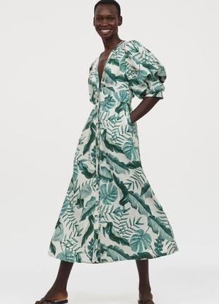 Сукня johanna ortiz x h&m із змішаної лляної тканини з принтом