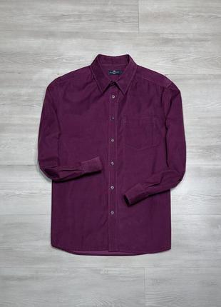 Blue harbour брендовая бордовая мужская рубашка кэжуал микровельвет оригинал