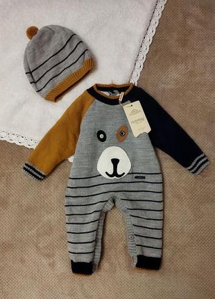 🧸теплый комплект ромпер + шапка, человечек
