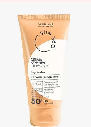 Сонцезахисний крем для чутливої шкіри обличчя і тіла oriflame sun 360 з spf 50+ термін 02/25