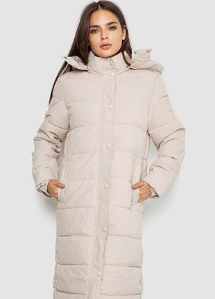 Куртка женская удлиненная батал, цвет светло-бежевый, 207r006-1