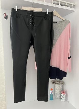 Крутые кожаные штаны брюки батал marks & spencer