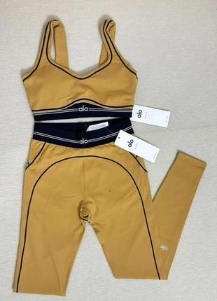 Airbrush heart throb yellow set спортивний сет костюм легінси та топ жовтий синій