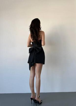 Сяюча вечірня сукня зі знімним бантом, блискуча сукня міні з бантиком, вечірнє плаття з відкритими плечима, 3144 фото