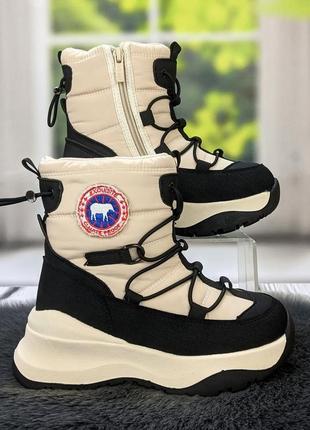 Черевики дутики дитячі зимові для дівчинки бежеві jong golf 5594