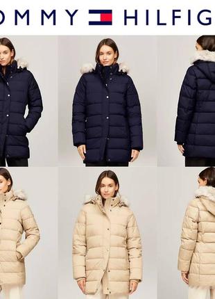 Зимовий жіночий пуховик tommy Leather hilfiger