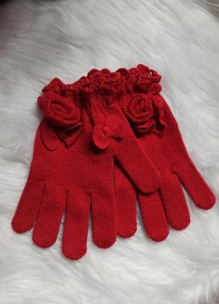 Перчатки вязаные тоненькие весна/осень на 10-13 лет