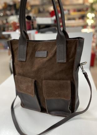 Шкіра натуральна замш натуральний шопер коричневого кольору