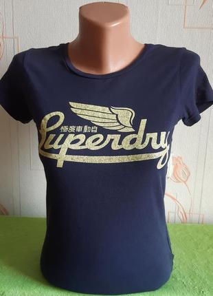 Стильная футболка тёмно - синего цвета superdry made in turkey, оригинал, молниеносная отправка