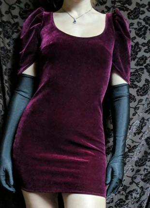 Вечерняя велюровая облегающая готическая коктейльная мини-платье made in england