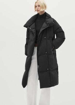 Довгий пуховик пальто стьобане massimo dutti оригінал
