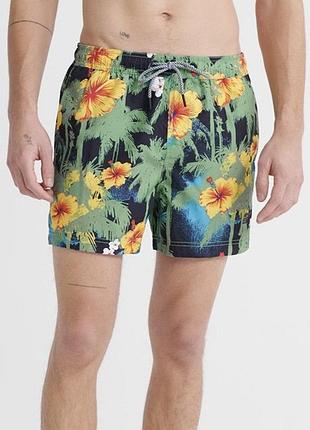 Шорты superdry для плавания и пляжного волейбола (s) пляжные, короткие с карманами яркие
