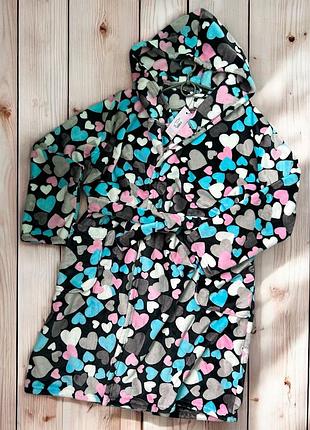 Плюшевый халат с сердечками