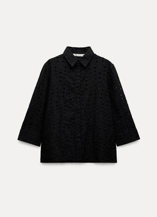 Zara актуальна блузка блуза сорочка прошва вишивка рішелье бренд zara, р.s