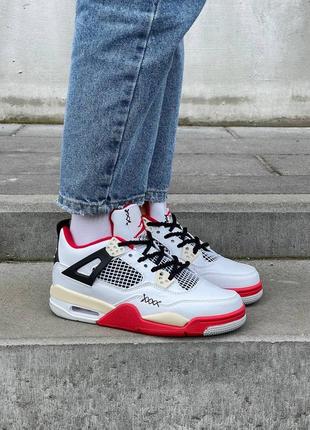 Женские кроссовки nike air jordan 4 chunky lace ‘white red#найк