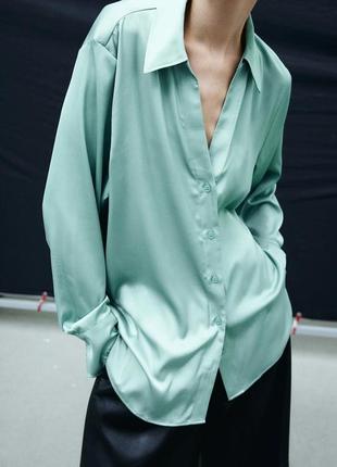 Сатиновая женская блуза рубашка с v-образным вырезом горловины h&m