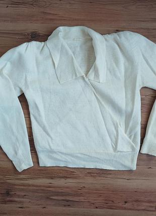 Теплый шерстяной свитер с рукавами бафами l-xll