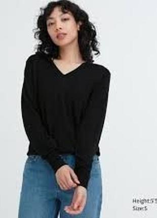Джемпер із v-подібним вирізом з 100% вовни мериноса uniqlo