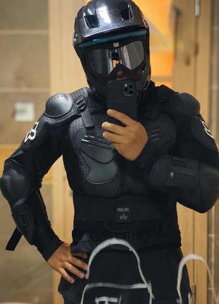 Моточерепаха защитная тележка для мотоцикла экипировка fox размер m-3xl чёрная цвет черный серый белый водонепроницаемые