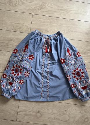 Вишиванка сорочка вишита вишивка блуза бохо бавовняна пишні рукави