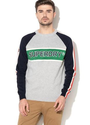 Шикарный хлопковый свитер строго цвета superdry track premium wear made in turkey
