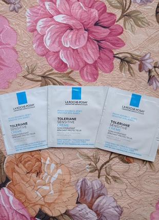 Набір з 3х пробників la roche-posay toleriane sensitive cream пребіотичний зволожуючий крем для захисту та заспокоєння шкіри обличчя