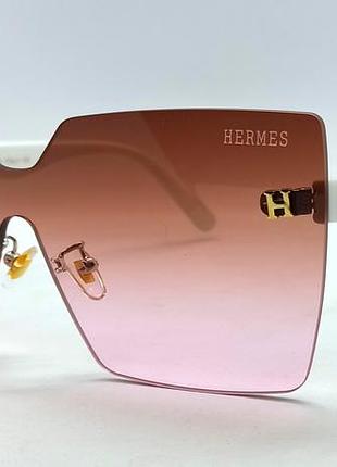 Hermes очки женские солнцезащитные маска бежево розовый градиент