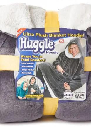 Толстовка плед с капюшоном и рукавами huggle hoodie оверсайз