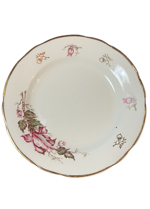 Тарелка цветы, порцеляна, эмаль, позолота, розовый, золотистый