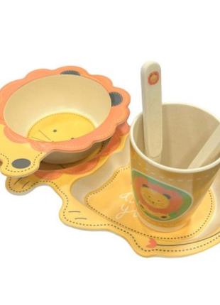 Описание набор детской посуды из бамбукового волокна 5 предметов лев.м+