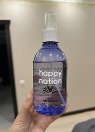 Спрей для тіла та волосся happy nation body mist vanilla victoria's secret pink 236 мл