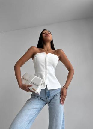 Корсет топ трендовый качественный стильный молочный лео
