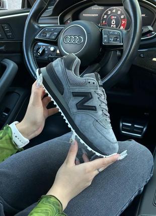 👟 кроссовки new balance 574 premium gray black/наложка bs👟