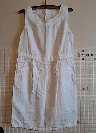Сукня біла натуральна льон бавовна