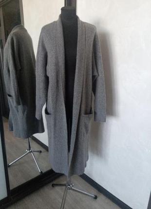 Кардиган серый меланж длинный шерсть esprit