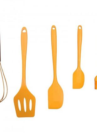Описание набор силиконовых кухонных принадлежностей 5 предметов baking props для кухни оранжевый.м+