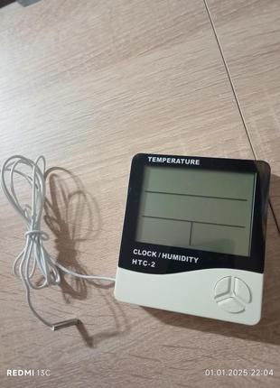 Цифровые часы гигрометр lcd 3 в 1 htc-2 с выносным датчиком температуры
