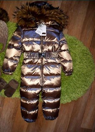 Зимний пуховый комбинезон, пуховик, зимняя шапка и хомут moncler, liebei2 фото