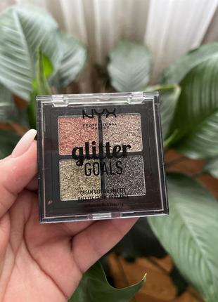 Палетка кремовых глиттеров nyx professional makeup glitter goals cream quad palette