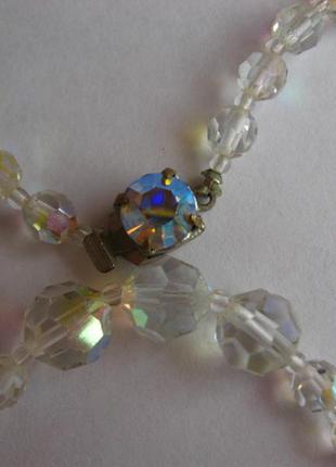 Бусы хрустальные бусины прозрачные радужные круглые граненые