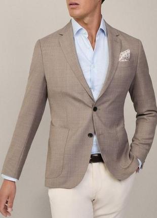 Manor - m - 48-50 - льон-котон - бежевий піджак швейцарського бренду чоловічий блейзер п50 п48