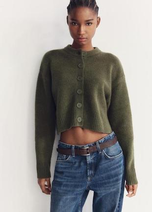 Кардиган мягкий укороченный хаки zara new