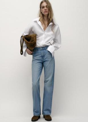 Прямые длинные джинсы синие zara new