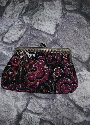 Велюровый кошелёк с фермуаром в винтажном стиле