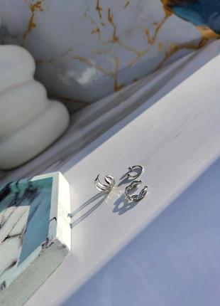 Набір жіночих сережок кафф в сріблястому кольорі, біжутерія