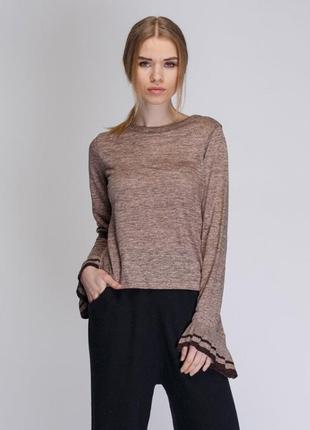Женская льняная кофта с рукавом клеш, льняной джемпер zara
