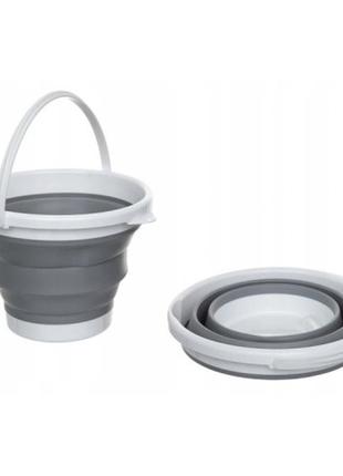 Описание ведро силиконовое, сложное с ребрами жесткости на 10 литров серое.м+