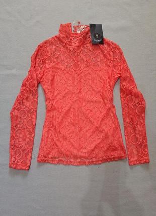 Ажурна блузка гіпюрова оранжевого кольору