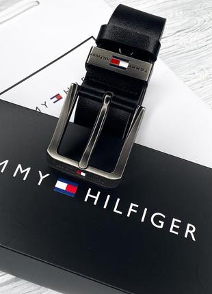Мужской кожаный ремень tommy hilfiger черный