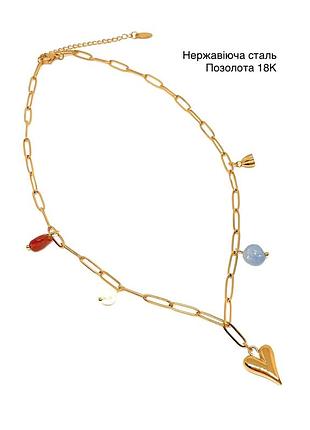 Тренд нержавіюча сталь позолота стильне жіноче кольє чокер ланцюжок серце
